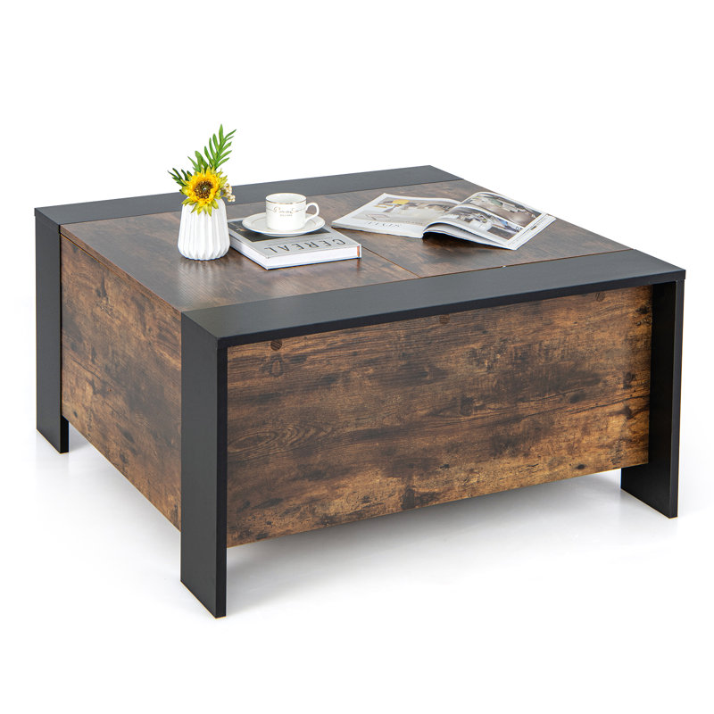 Nadila Coffee Table with Storage, Rustic Brown
