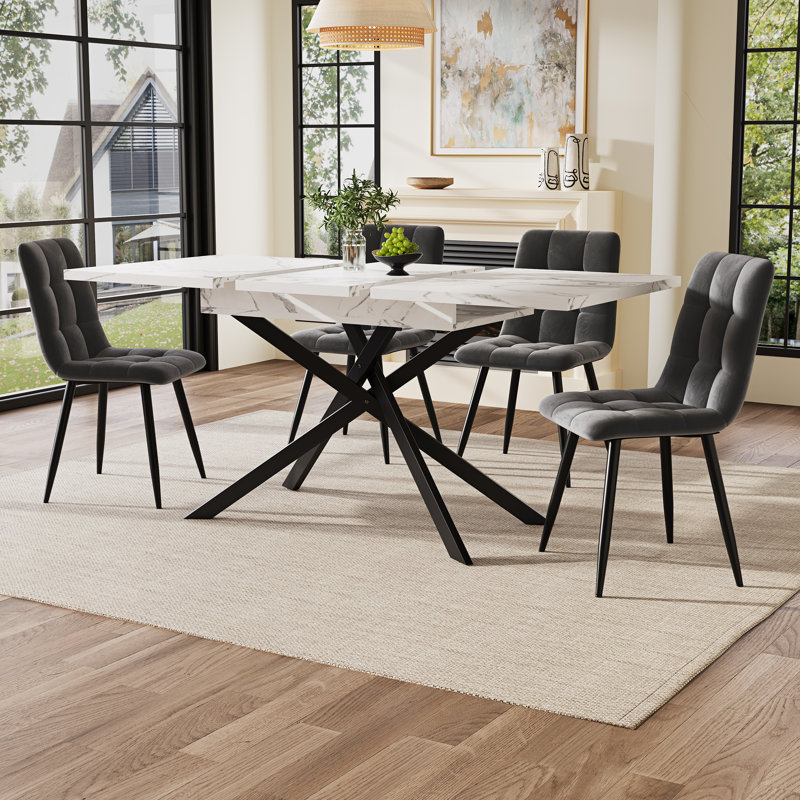 Extendable Metal Base Dining Table