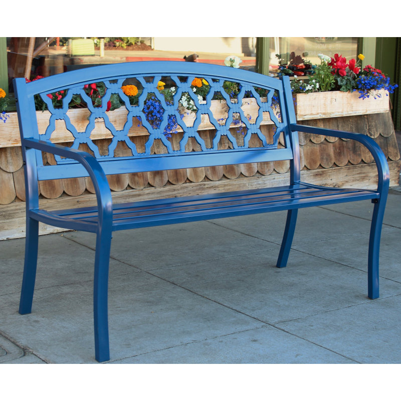 Banc de jardin en acier inoxydable Dezaraye, Coastal Blue