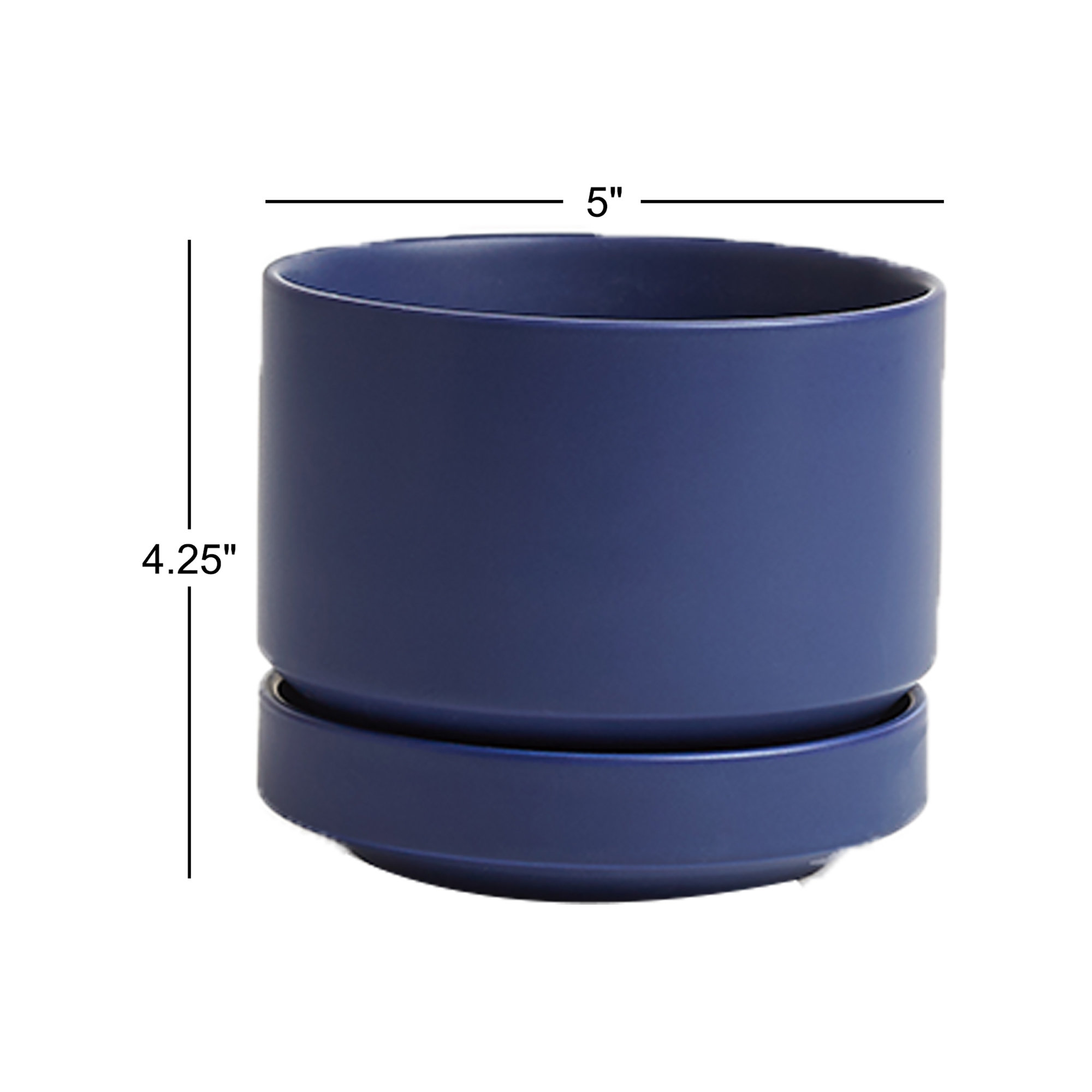 Byer Handmade Ceramic Pot Planter, 4.25" H x 5" W x 5" D, Blue