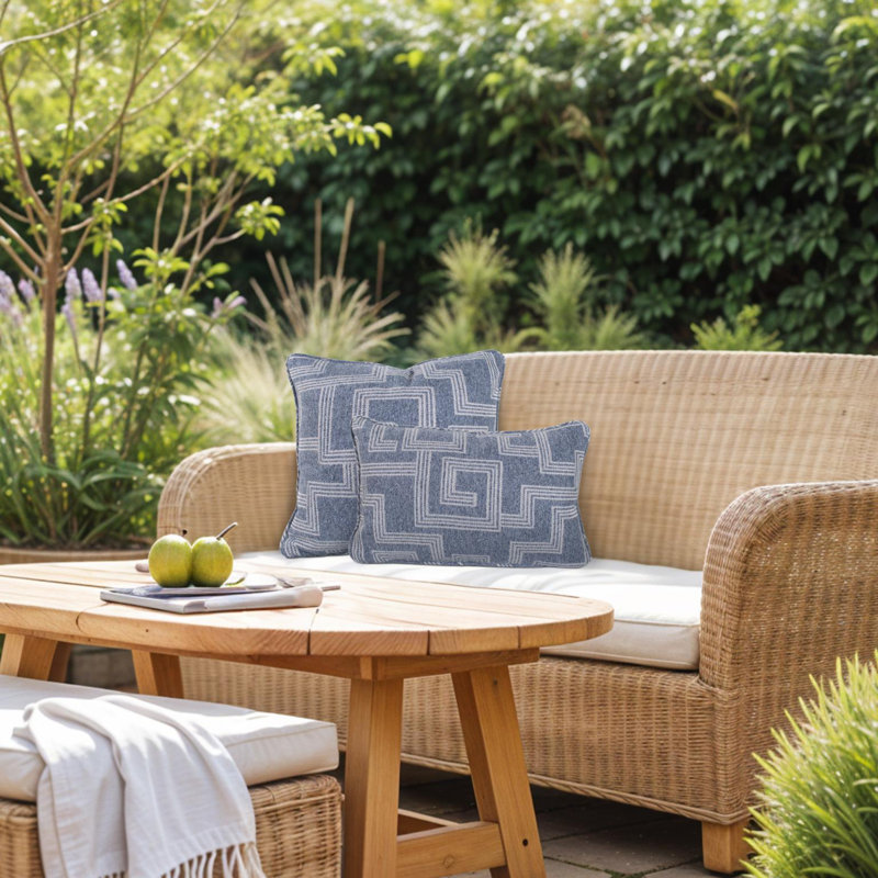 Indoor/Outdoor Pillow Syros Fog, 24"H x 24"W, Gray Striped, Square