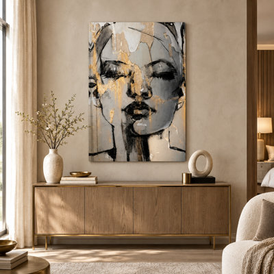 Woman Face Modern 1 Piece Wrapped Canvas Painting