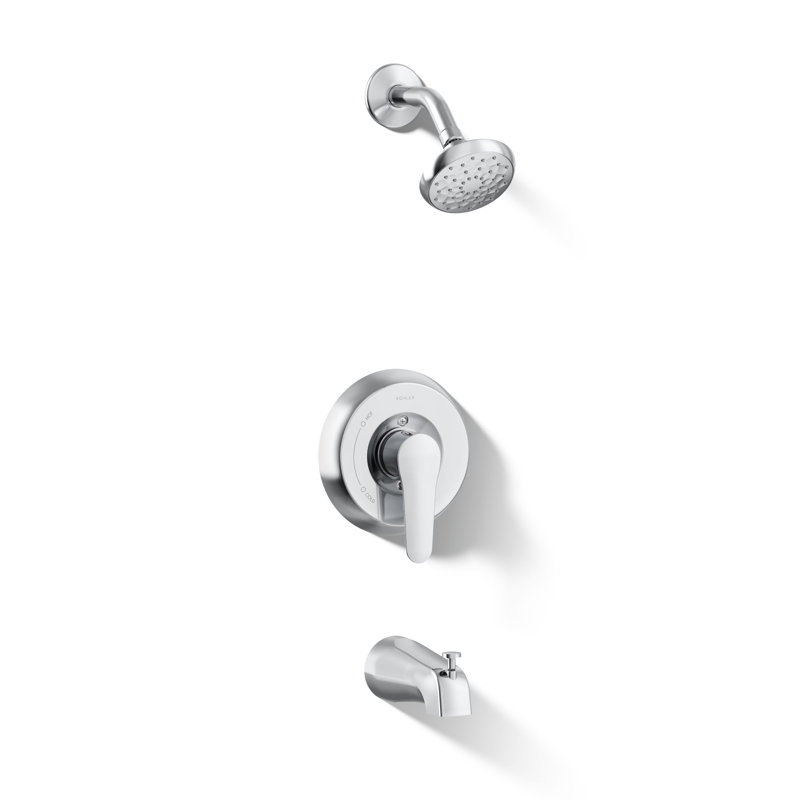 July Rite-Temp Bath And Shower Trim With Lever Handle, Slip-Fit Spout And 1.75 Gpm Showerhead, Polished Chrome