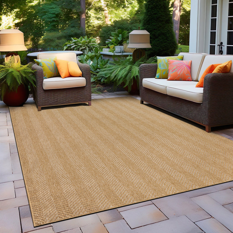 Herringbone Stripe Reversible Jute-Look Indoor/Outdoor Rug, Rectangle 5' x 7'