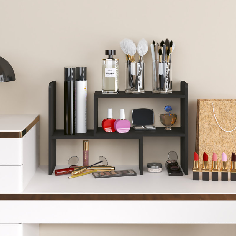 Adjustable Crossable Free Combination Desk Organizer Office Shelf, Espresso