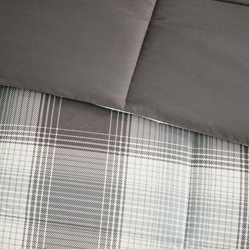 Édredon simple en duvet synthétique -, écossais gris, 6D, facile à laver, bourre de literie, écossais, lavable à la machine pour plus de commodité,