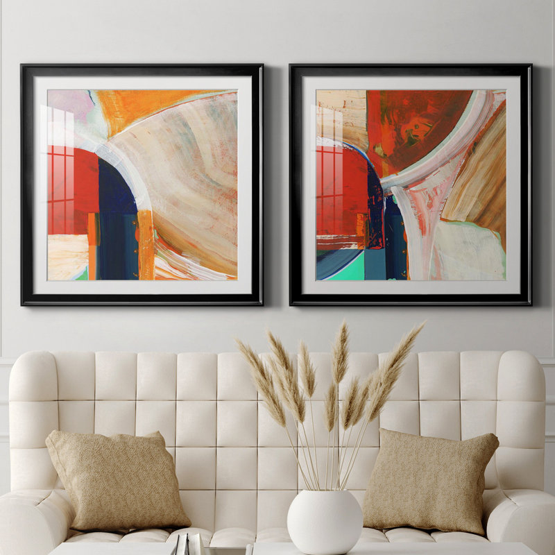Blue Orange I Blue Orange I - ensemble de 2 cadres photo, H 26,5 po x l 53 po x P 1,5 po, Papier encadré noir, Blanc