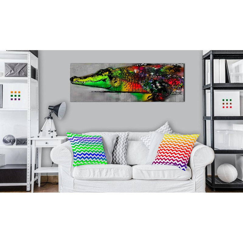 Zamyra, bête colorée sur toile, H 20 po x l 59 po x P 0,7 po