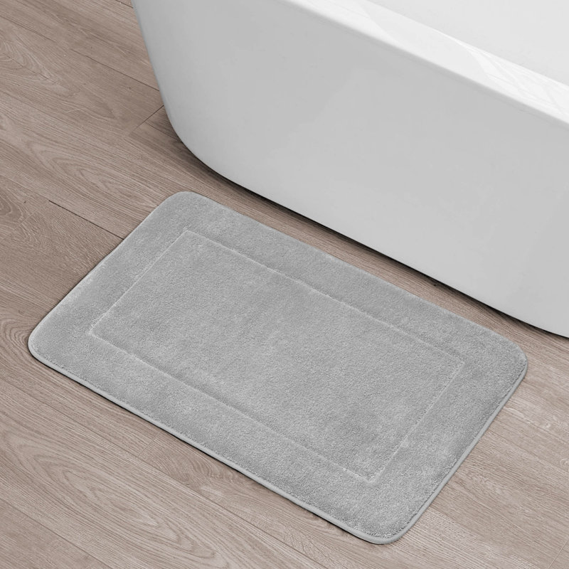Non-Slip Bath Rug - Basics by Wayfair™, Light Gray, 20" W x 32" L