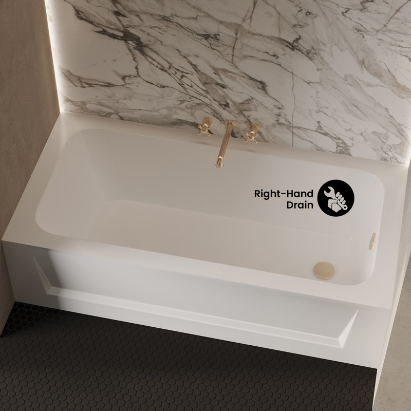 Baignoire d'angle Virage 60 po x 30 po avec bonde à droite et tablier, Droite