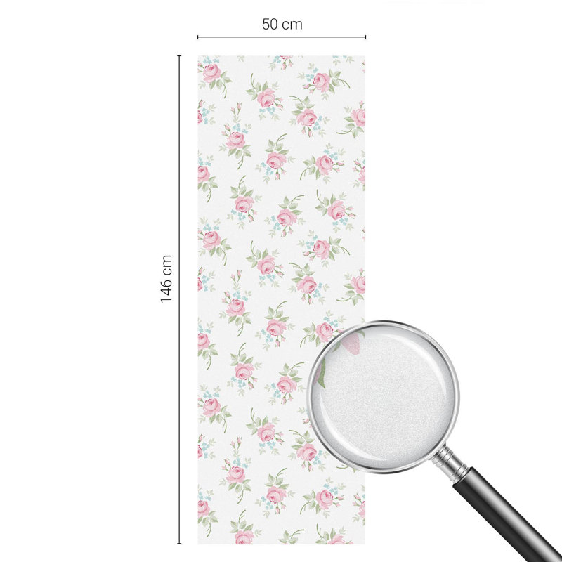 Romantic roses stained glass window film privacy decorative panel 200x146 Tulup, 50cm W x 116cm L