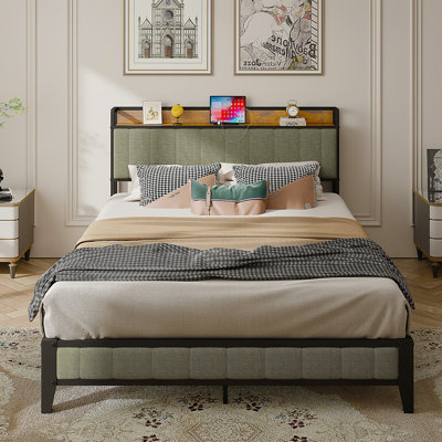 Tilisha Upholstered Metal Slat Storage Bed