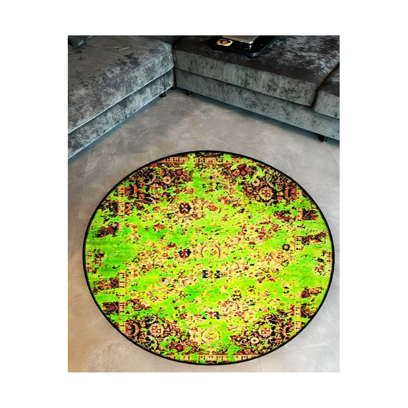 Tapis rond lavable à la machine, Sous-tapis rond 2 pi 8 po inclus