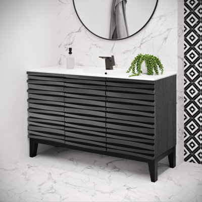Meuble-lavabo noir 48 po Cascade