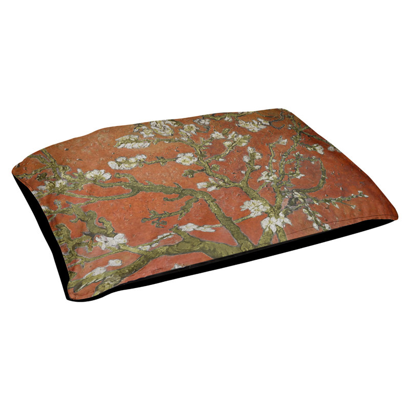 Coussin de concepteur de fleurs d’amande Burk, L 32,5 po x l 42,5 po, Orange / Noir