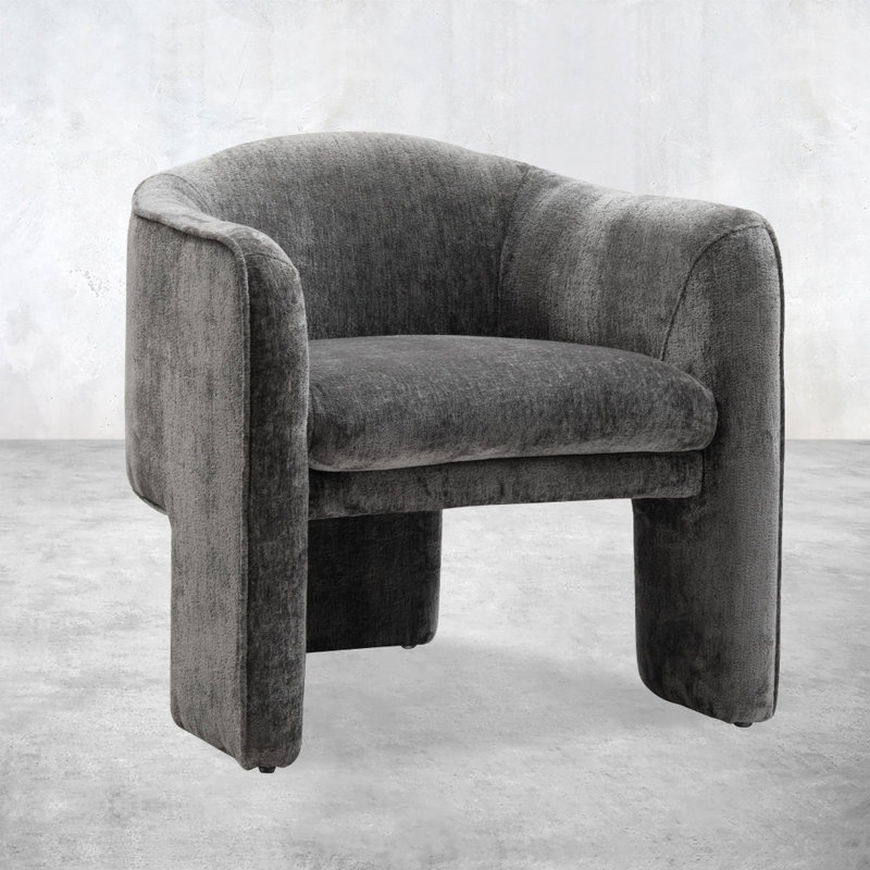Chaise d'appoint en chenille martelée gris anthracite - Design moderne