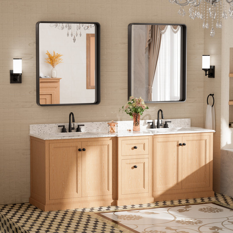 Miroir d'appoint Tyro, Noir mat, 30 po x 24 po, Rectangulaire