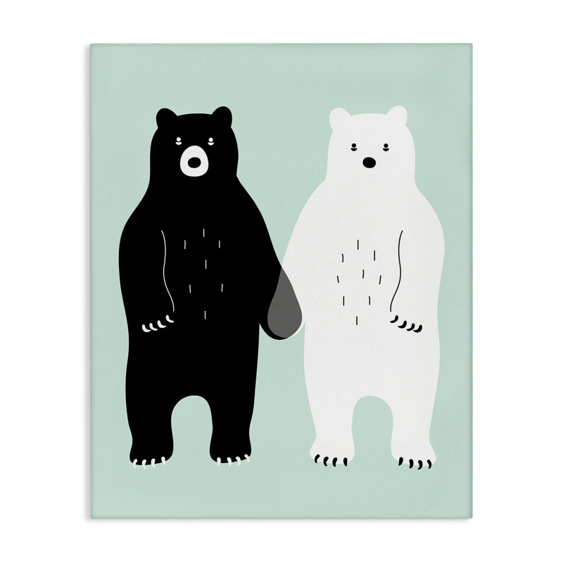 Art mural sur toile "Bears tenant par la main", design par Andy Westface, H 48 po x l 36 po
