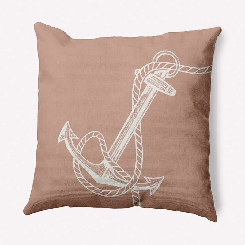 Housse et insert de coussin d'extérieur Nautical Nights Anchor & Rope, Carré H 16 po x l 16 po, Mauve