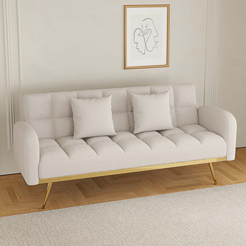 Teivi Upholstered 69'' Sleeper Sofa, Beige Fabric