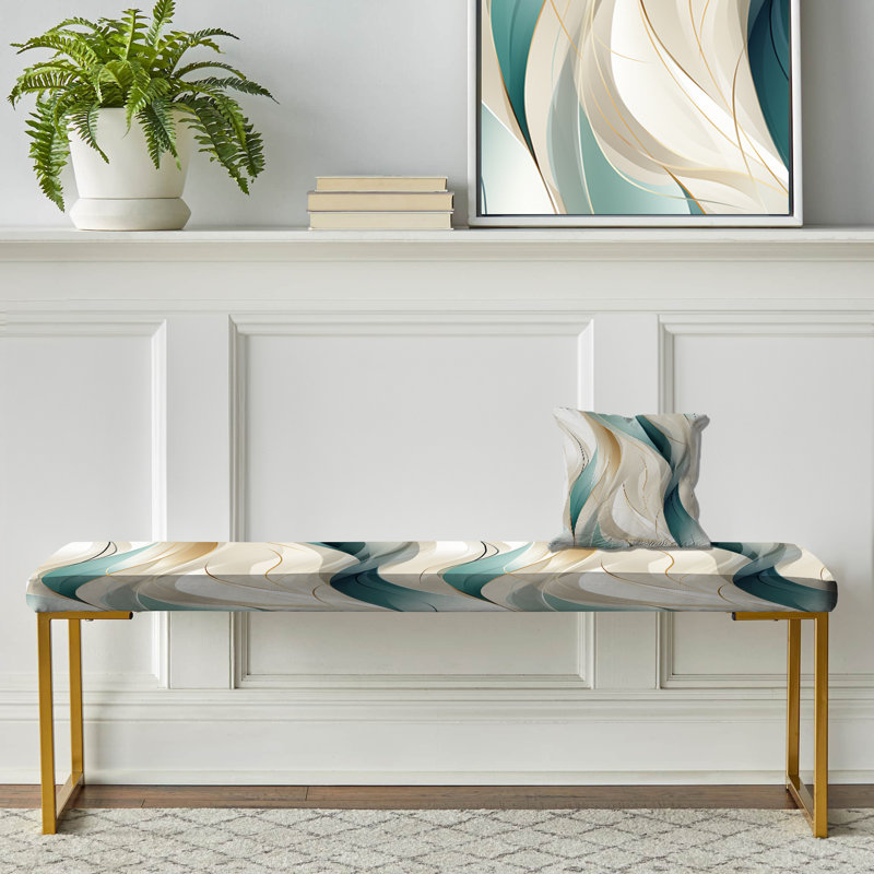 Subdued Elegance I - Abstract Upholstered Gold Bench