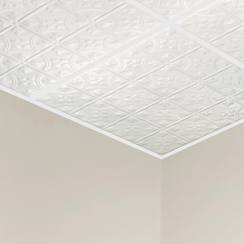 Great Lakes Tin Hamilton 2'x2' Lay-In Ceiling Tile (Pack of 5), Gloss White