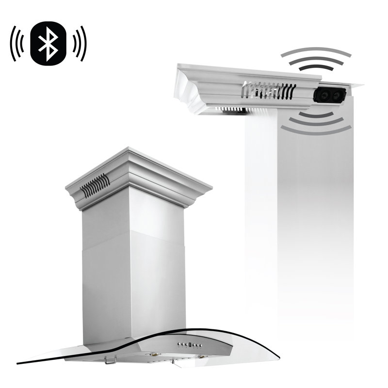 30" Crown Sound 400 CFM Ducted Wall Mount Range Hood in Stainless Steel with Wi-Fi, 30"