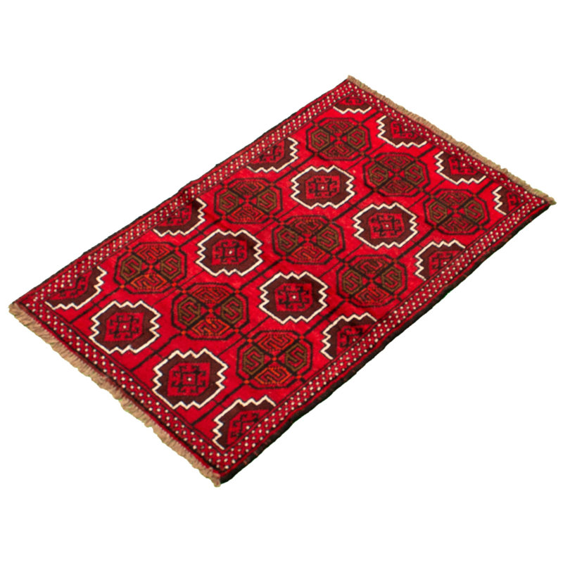 Tapis rouge en laine noué à la main