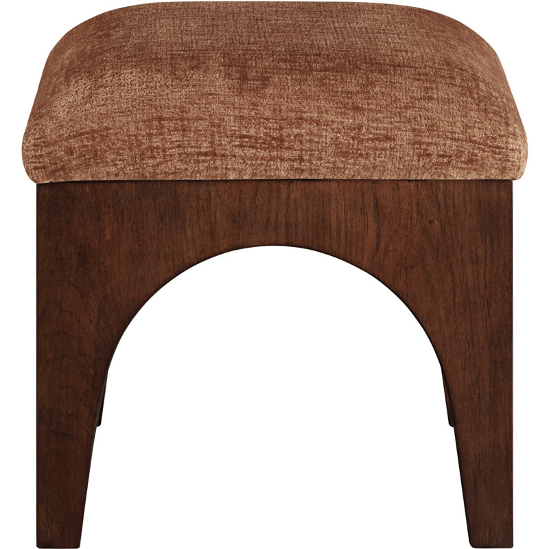 Lawson Chenille Fabric Ottoman, Cognac Chenille Fabric, Brown Walnut