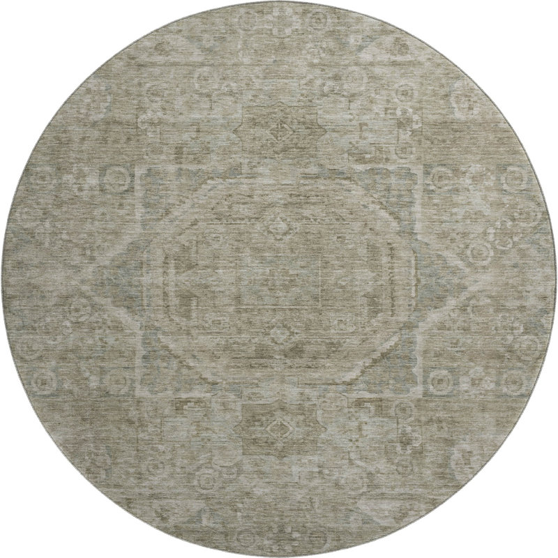 Premium Machine Washable Lubbers AMF1743 Global Rug, Round 8'