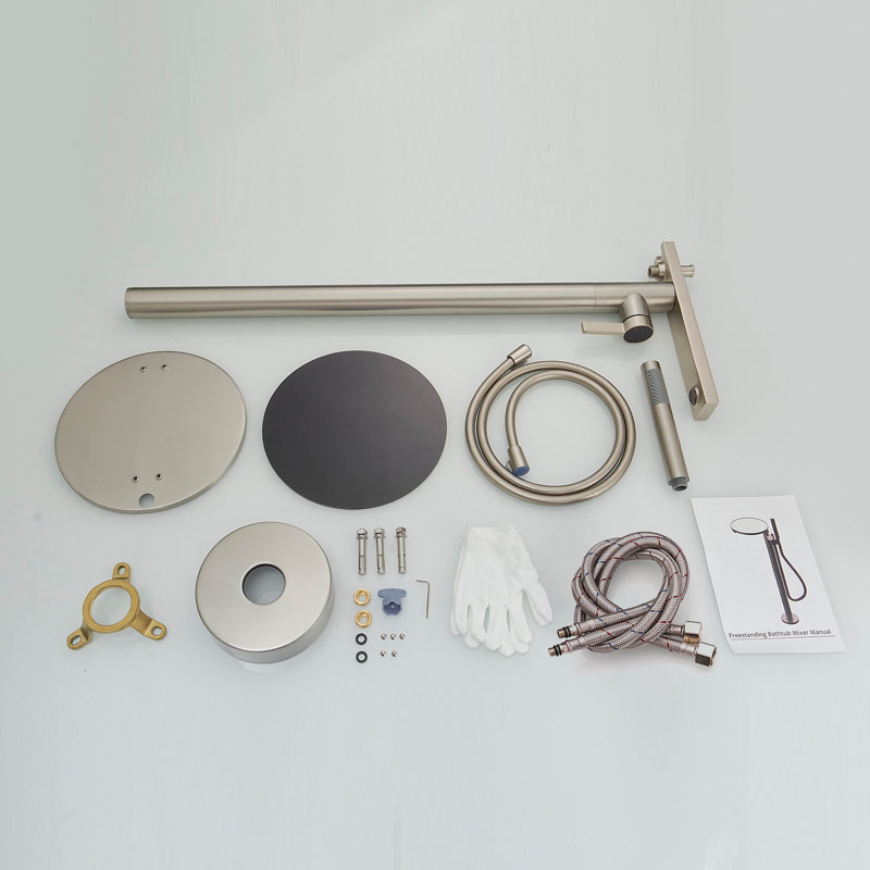 Single-Handle Claw Foot Freestanding Tub Faucet Roman Bathtub Filler With Hand Shower And Storage Tray, Brushed Nickel