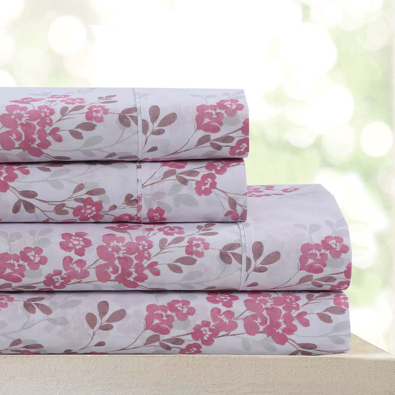 600 Thread Count Egyptian Quality Cotton Printed Sheet Set, Ensemble de drap simple avec deux articles supplé