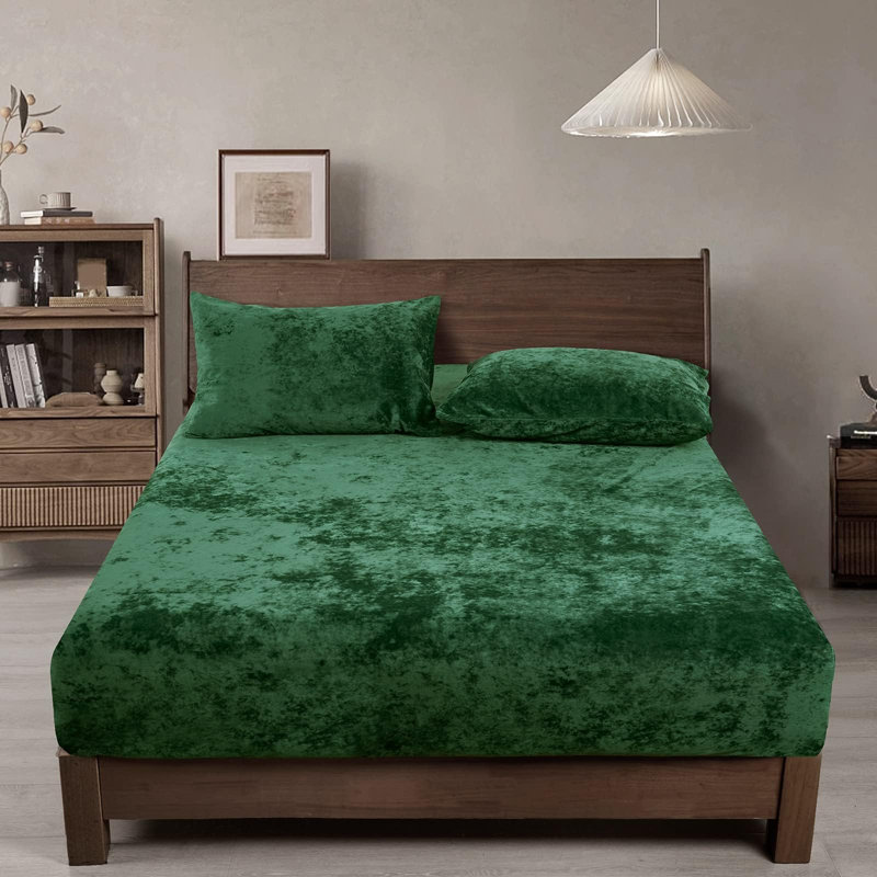 PHF Truly Velvet Fitted Sheet, Luxury Super Soft Cozy Fuzzy Fleece Bottom Sheet, Deep Pocket Up to 16",Strenghth Elastic Band, Suitable for Fall Winter Spring,No Pillowcases