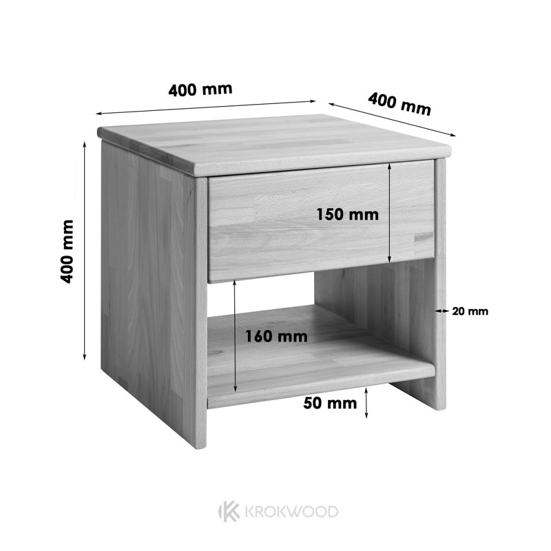 Roshen 1 Drawer Bedside Table, White