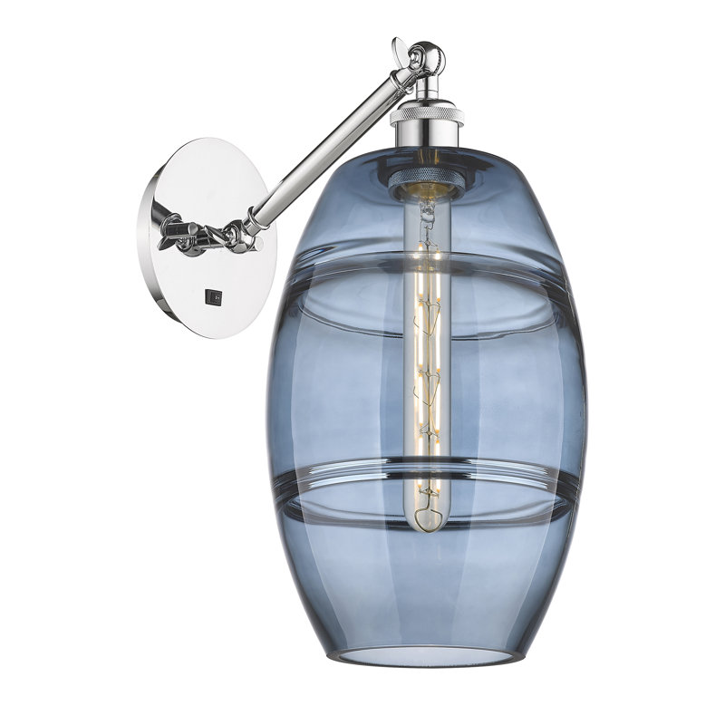 Applique murale en acier Vaz, Bleu princesse, Chrome poli