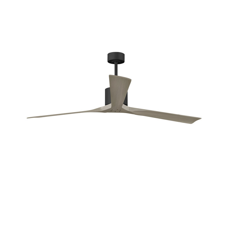 Nan XL 72" Ceiling Fan In Matte White And Matte Black Blades, Noir mat / frêne gris