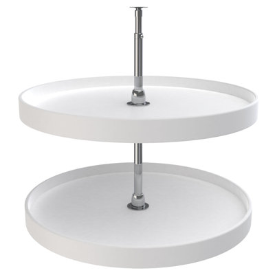 Plateau tournant à 2 tablettes en polymère pour armoires d'angle