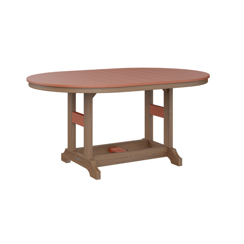 Garden Classic Outdoor Oval Dining Table, Antique Mahogany, Mango Orange