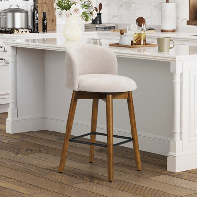 26" Chenille Upholstered Swivel Counter Stool