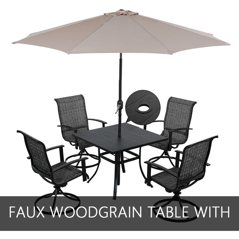 Errik Extendable Trestle Dining Set, Black/Gray Plaid