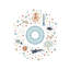 Lettre illustrée O bleue - impression-52820488-52820489-52820490