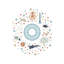 Lettre illustrée O bleue - impression-52820488-52820502-52820489