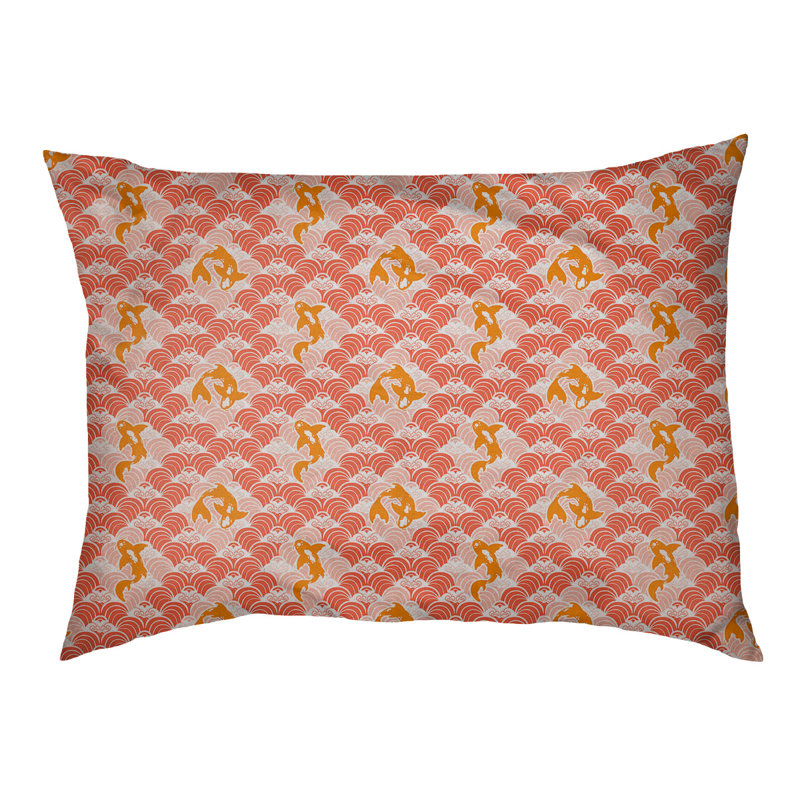 Coussin d’ondulations koi fish Byrge, Moyen (l 30 po x P 10 po x H 20 po), Rouge/jaune