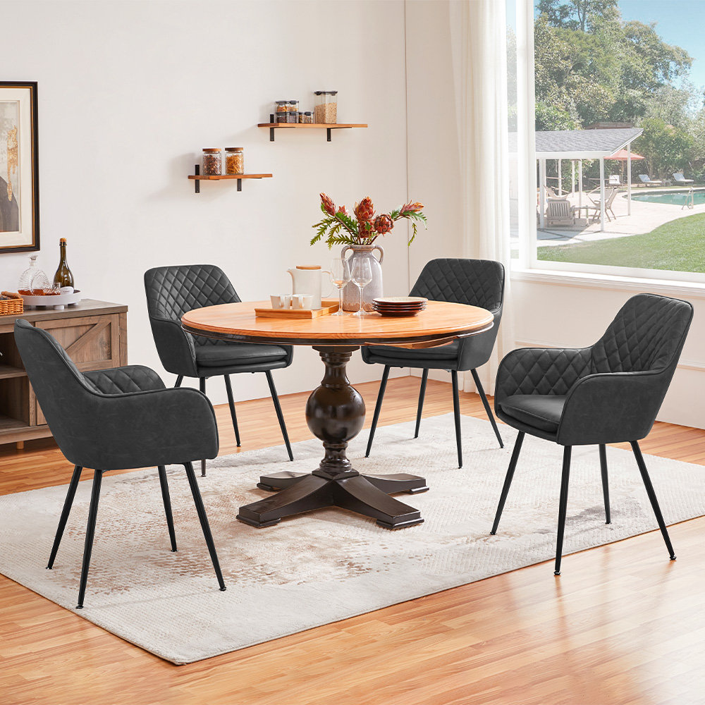 Upholstered Dining Chair with Modern Tufted PU Leather