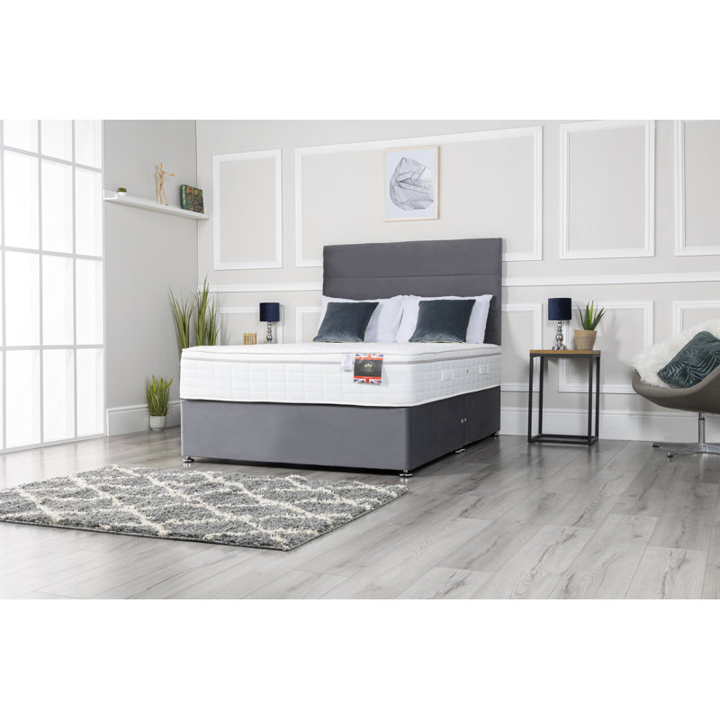 Aspelare Pocketsprung Divan Bed Set, Steel Plush Velvet, 2 Drawers, Double (4'6)