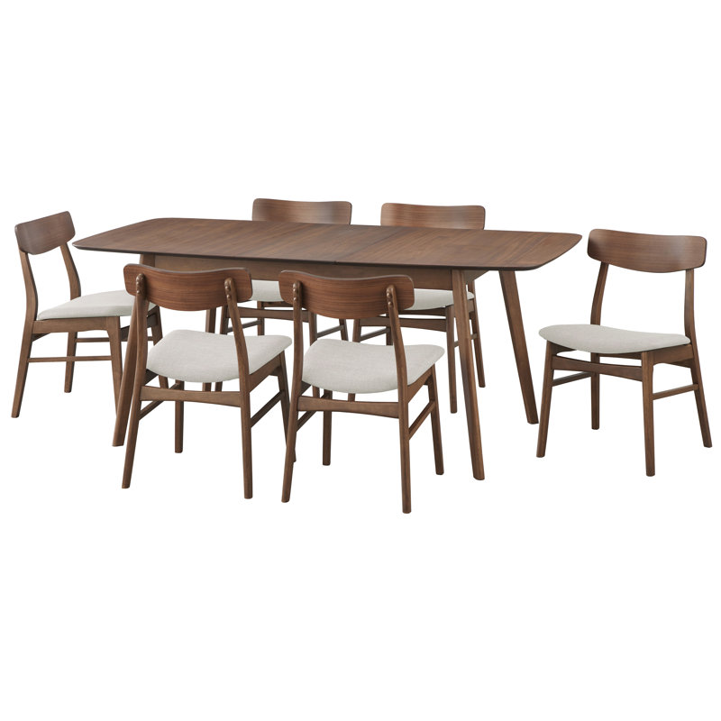 Ensemble de salle à manger Jagveer, 7 pièces : table, 6 chaises, Beige