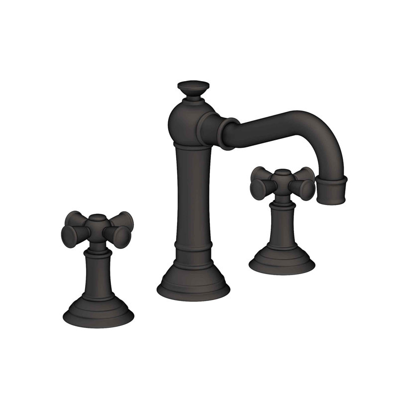 Jacobean Widespread Bathroom Faucet with Drain Assembly, Flat Black