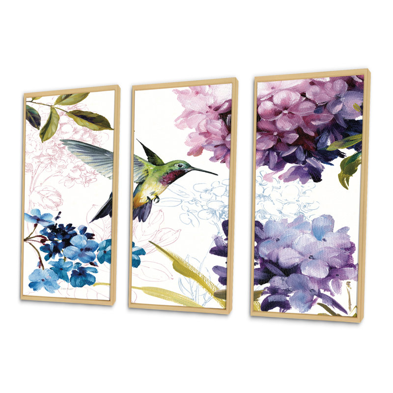 Spring Nectar Square II - ensemble d'art mural sur toile traditionnel encadré de 3