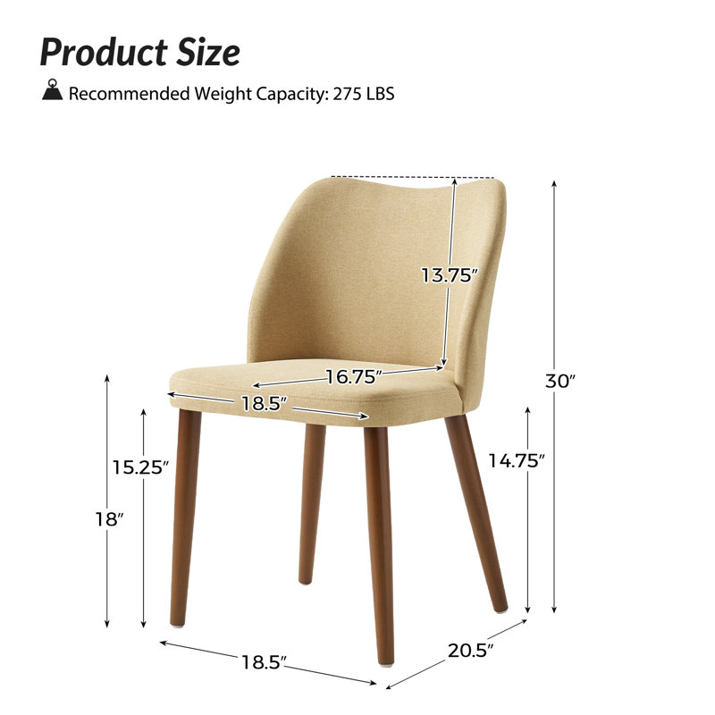 Chaise de salle à manger ergonomique Kanalu, Brun clair