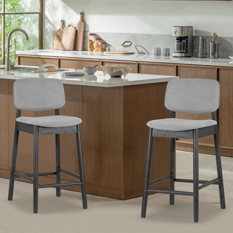 Farallones Upholstered Counter Stool with Metal Frame, Black/Light Gray
